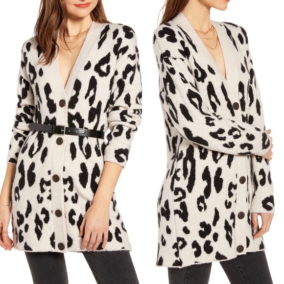 Something Navy Sweaters - SOMETHING NAVY LEOPARD CARDIGAN SZ M